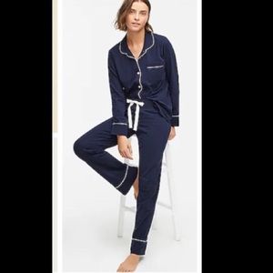 J. Crew Navy long sleeve cotton pajama Set small NEW